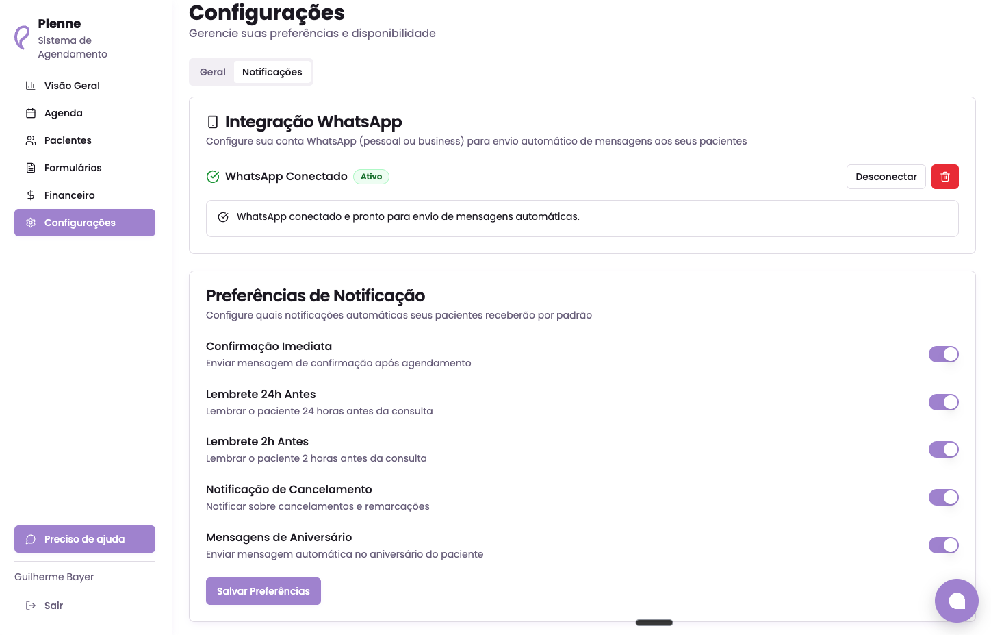 Configurações globais de notificações